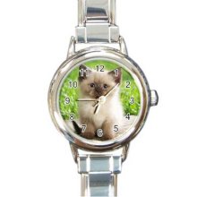 Cat Kitten Round Italian Charm Watch 29