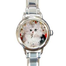 Cat Kitten Round Italian Charm Watch 23