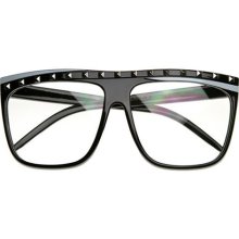 Celebrity Inspired Studded Party Rock Neon Clear Lens Flat Top Su ...