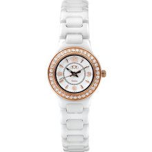 Ceramic Couture Rose Gold Immersion Plated Watch with CZs