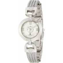 Charles-Hubert Paris 6809-W Stainless Steel Wire Bangle Silver Dial Watch