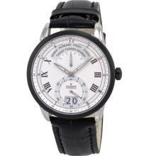 Charmex Men's Zermatt Retrograde Black Leather Strap Big Date Swiss Watch 2150