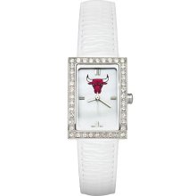 Chicago Bulls Women's White Leather Strap Allure Watch