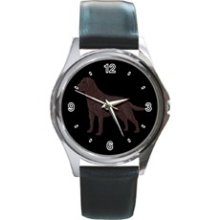 Chocolate Lab Custom Watch Leather Band Mens Photo Watch