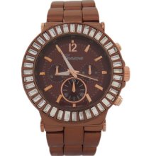 Chocolate With Large Crystals Oversized Geneva Watch For Men Or Women