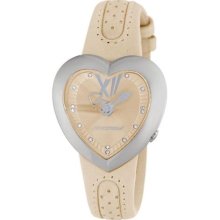 Chronotech Women's CT.7688M/05 Heart Shape Beige Leather Watch ...