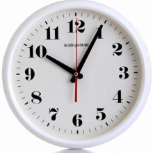 Circular fashion digital mute metal clock / wall clock white