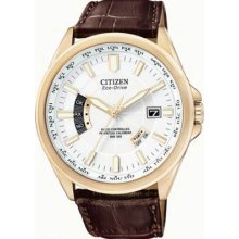 Citizen Cb0013-04a Men's Watch Gold Eco-drive Atomic White Dial