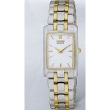 Citizen Eco Drive 2-tone Rectangular Dial Stiletto Watch With White Dial