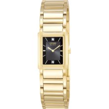 Citizen Eco-drive Diamond Black Dial Gold-tone Women's Watch Ew9252-55f Sd