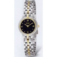 Citizen Eco Drive Ladies` 2-tone Silhouette Watch With Round Black Dial