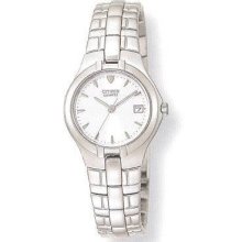 Citizen Ladies Round Face Silver Dial Date Calendar Stainless Watch Eu1410-52a