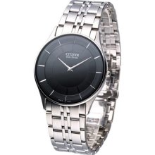 Citizen Men Eco-drive Dress Slim Watch Black Ar3010-65e Made In Japan