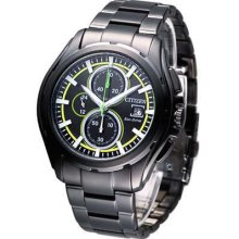 Citizen Oxy Eco-drive Chronograph Watch Black Green Ca0275-55e