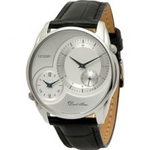 Citizen Quartz Dual-time Leather Men's Watch Ao3001-06a