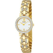 Citizen Womens $275 Eco-drive Gold Ss Watch Ew9142-53d, Swarovski Crystals