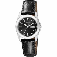 Citizen Women's EQ0560-09E Black Leather Quartz Watch with Black ...