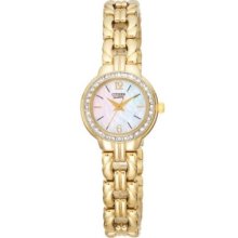 Citizen Womens Gold Dress Watch W/ 32 Dazzling Swarovski Crystals Ej5502-53d