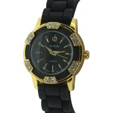 Citron Women's Quartz Watch With Black Dial Analogue Display And Black Silicone Strap Cb1009/B