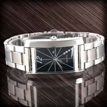 Classic Men Black Square Stainless Quartz Dress Watch