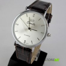 Classical Design Office Men Women Quartz Synthetic Leather Strap Wrist Watch