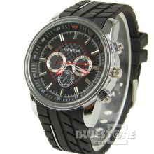 Cool Dial Fashion Men Boy Racing Fans Sport Watch Jelly Resin Tire Pattern Strap