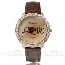 Couple Model Fashion Cartoon Pattern Crystal Dial Women Lady Girl Wristwatch