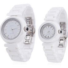 Couple Style Ceramic Analog Wrist Quartz Watch (White)