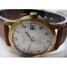 Croton Men's Swiss Made Gold Aquamatic Calendar Watch w/ Strap