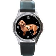 Dachshund Custom Watch Leather Band Mens Photo Watch