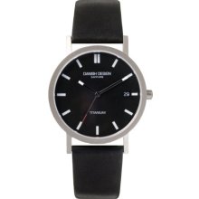 Danish Design Men's Quartz Watch With Black Dial Analogue Display And Black Leather Strap Dz120013