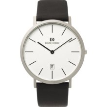 Danish Design Men's Quartz Watch With White Dial Analogue Display And Black Leather Strap Dz120041