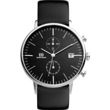 Danish Design Men's Quartz Watch With Black Dial Chronograph Display And Black Leather Strap Dz120140