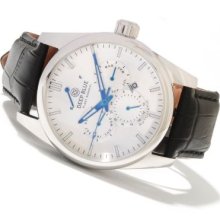 Deep Blue Men's Fleet Admiral Automatic Stainless Steel Leather Strap Watch