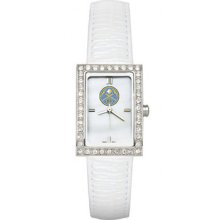 Denver Nuggets Ladies Allure Watch White Leather Strap LogoArt