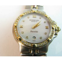 Diamond Steel And Gold Ladies Raymond Weil Parsifal Watch 9990