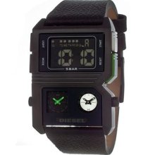 Diesel Ana-digi Triple-time Black Steel Leather Dz7173