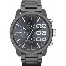 Diesel Mens XL Chronograph Stainless Watch - Gunmetal Bracelet - Black Dial - DZ4269