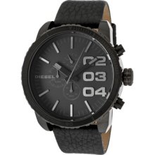 Diesel Watches Men's Chronograph Black Dial Black Genuine Leather Blac