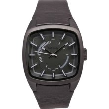 Diesel Watches Men's Timeframe Black Dial Black Leather Black Leather