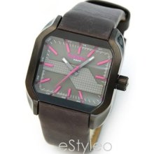 Diesel Women Leather Band Analogue Watch Dz5221 Black/pink + 2yr Warranty