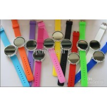 Digital Unisex Led Mirror Fashion Round Watch Silicone Healthy Watch