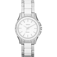 DKNY DKNY White and Silver Two Tone Glitz Watch