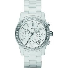 DKNY DKNY White Plastic Glitz Chronograph Watch