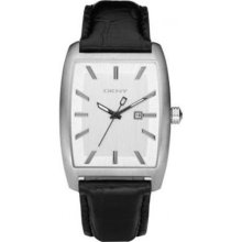 DKNY Men's NY1456 Black Leather Silver Dial Watch