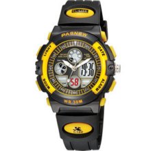 Double Display Diving Boys Kids Digital Watch Sport Water Resistant - Yellow