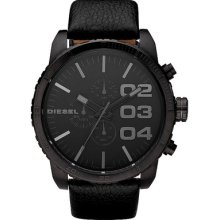 Dz4216 Diesel Men Xl Black Tone Dial Chrono 50m Leather Watch