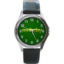 Earth Day Unisex Silver-Tone Round Metal Watch 10