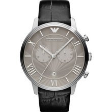 Emporio Armani Men Chronograph Solid Stainless Steel Leather 45mm Ar1615