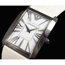 Emporio Armani Men's Ar2045 Stainless Steel Case White Leather Strap White Dial